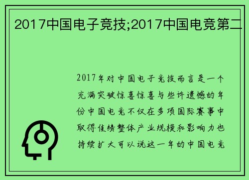 2017中国电子竞技;2017中国电竞第二